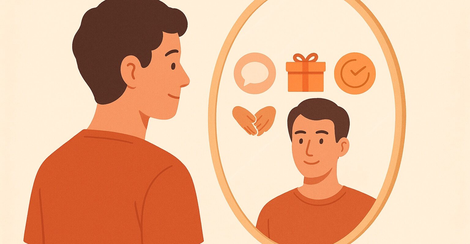 Person discovering their primary love language through self-reflection and the five love languages framework