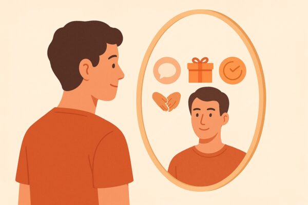 Person discovering their primary love language through self-reflection and the five love languages framework