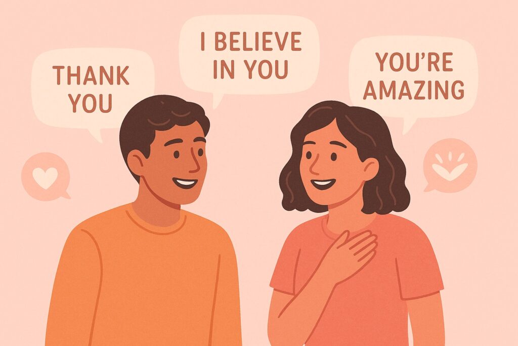 Different types of Words of Affirmation - appreciation, encouragement, and verbal love