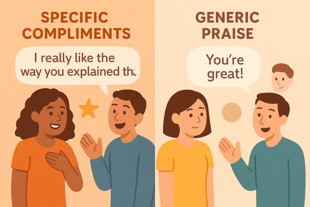 Effective Words of Affirmation examples versus ineffective generic praise