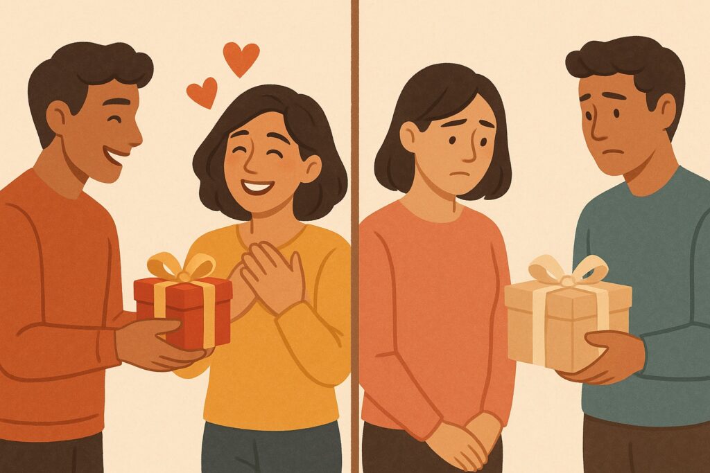 Effective gift-giving for Receiving Gifts love language - thoughtful personal presents versus generic gifts