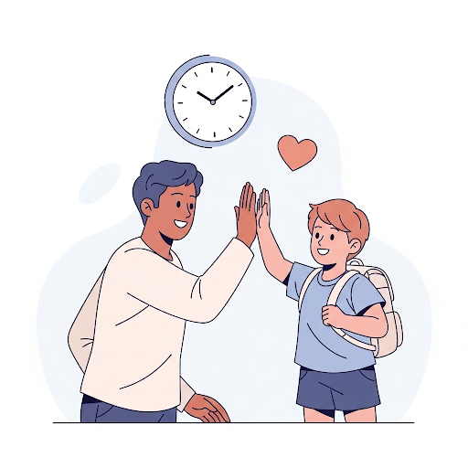 Parent giving high-five to school-age child, symbolizing affirmation and quality time.