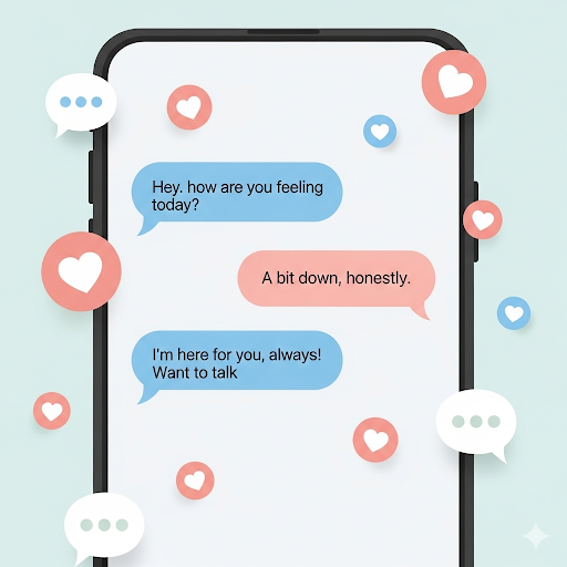 A supportive text message between friends, symbolizing words of affirmation as a friendship love language.