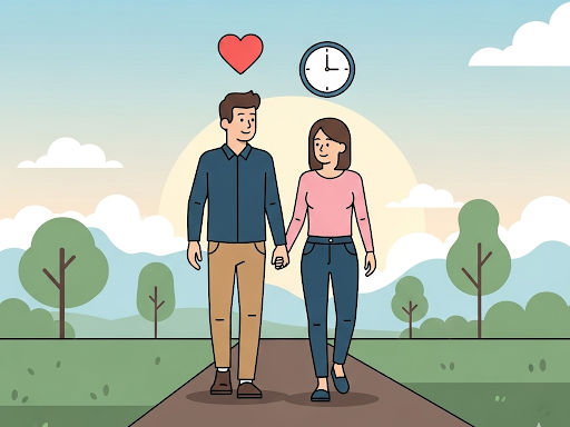 Couple walking peacefully together, symbolizing choosing the right time to discuss love languages.