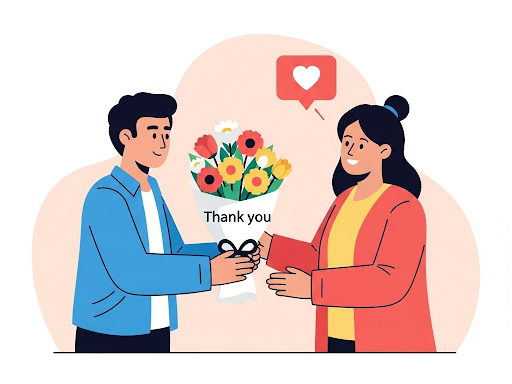 Couple showing gratitude and affection, symbolizing appreciation while communicating needs.