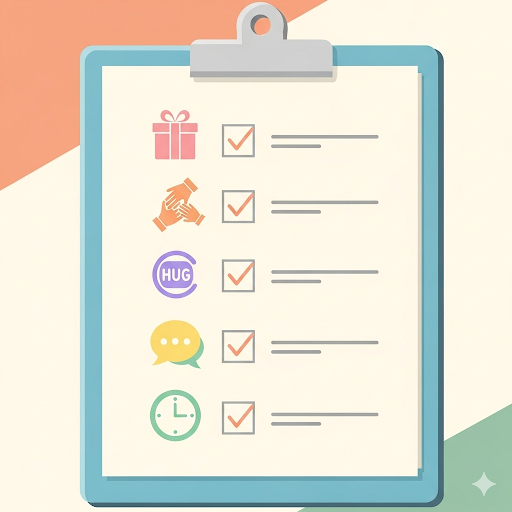Checklist with love language icons, symbolizing specific and actionable communication.